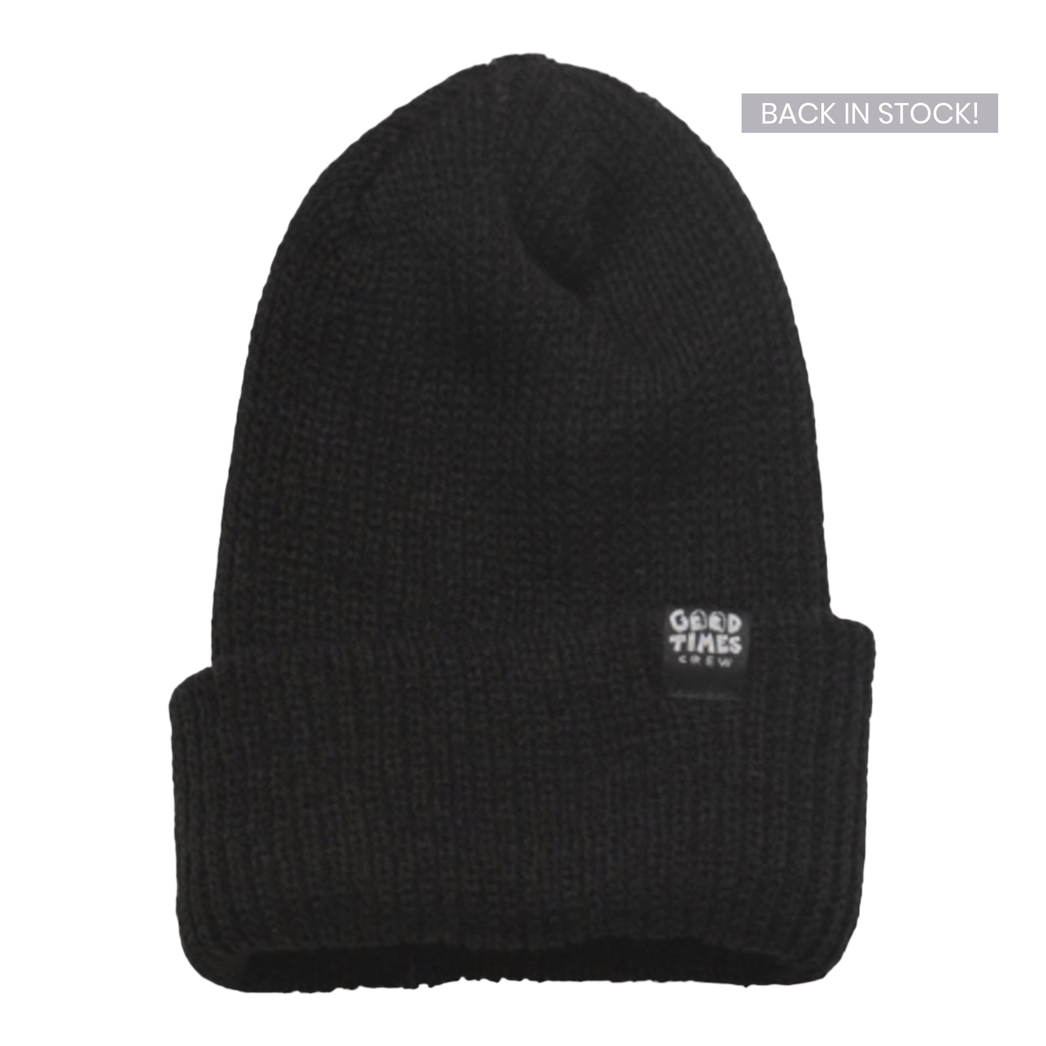Woven Label Beanie - Black | Good Times Crew Store
